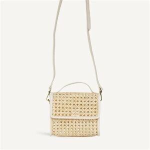 RARE Bembien Ana white leather trim rattan crossbody NWT